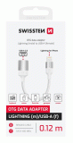 OTG ADAPTÉR SWISSTEN TEXTILE LIGHTNING / USB-A, 0,12 M, BÍLÁ