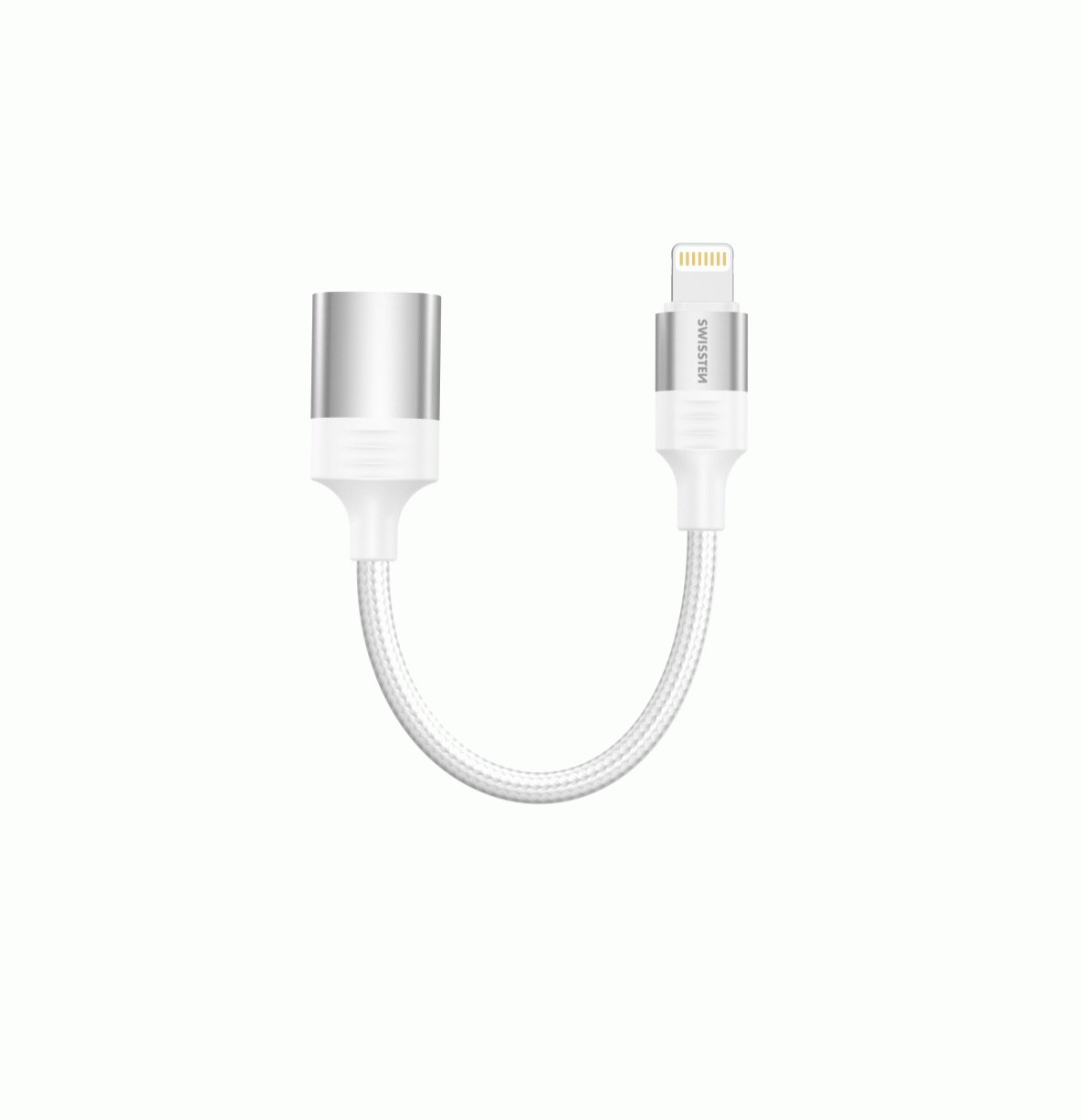OTG ADAPTÉR SWISSTEN TEXTILE LIGHTNING / USB-A, 0,12 M, BÍLÁ