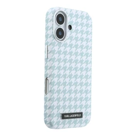 Karl Lagerfeld PU Houndstooth Resin Plate MagSafe Zadní Kryt pro iPhone 17 Blue