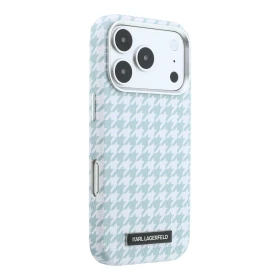 Karl Lagerfeld PU Houndstooth Resin Plate MagSafe Zadní Kryt pro iPhone 17 Pro Blue
