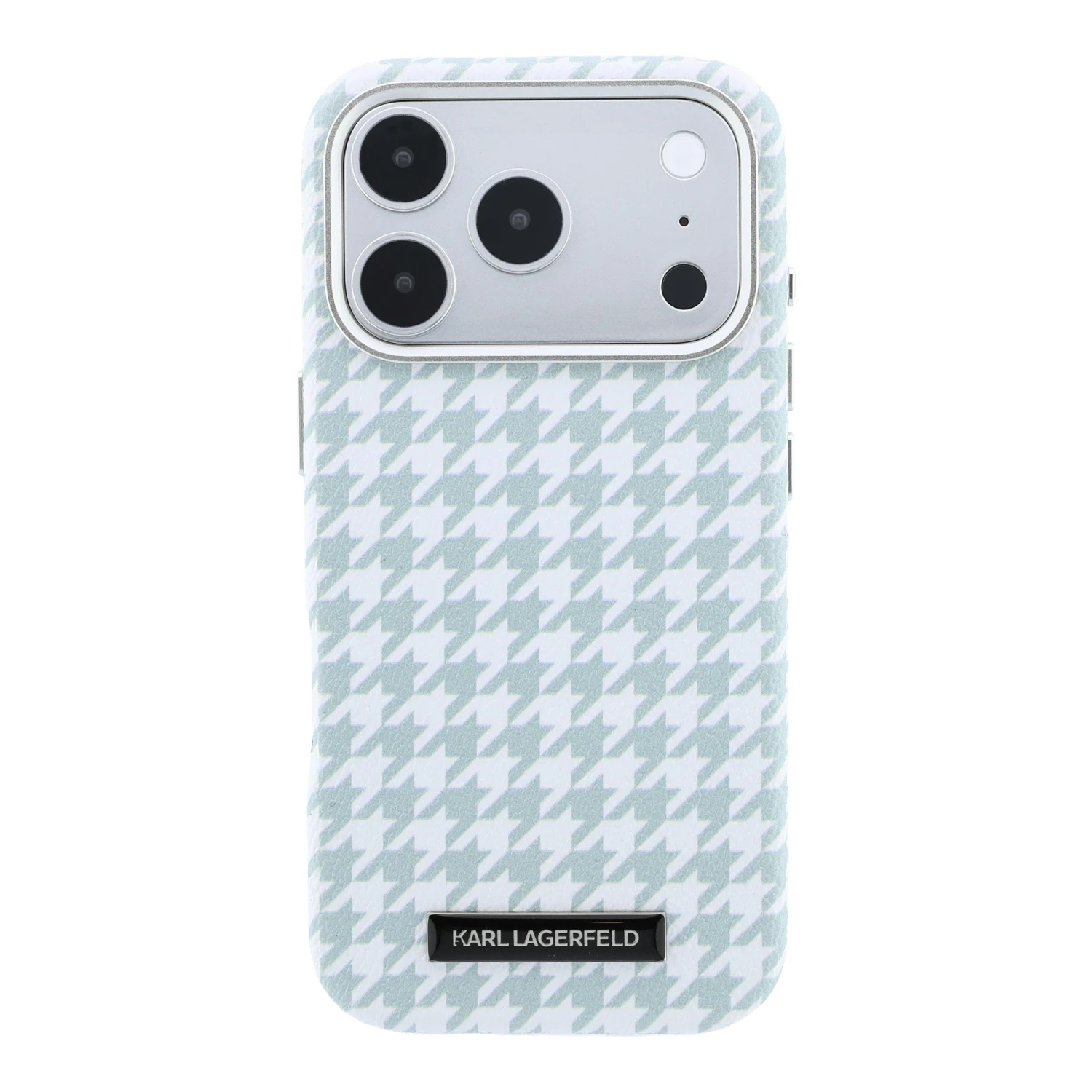 Karl Lagerfeld PU Houndstooth Resin Plate MagSafe Zadní Kryt pro iPhone 17 Pro Blue