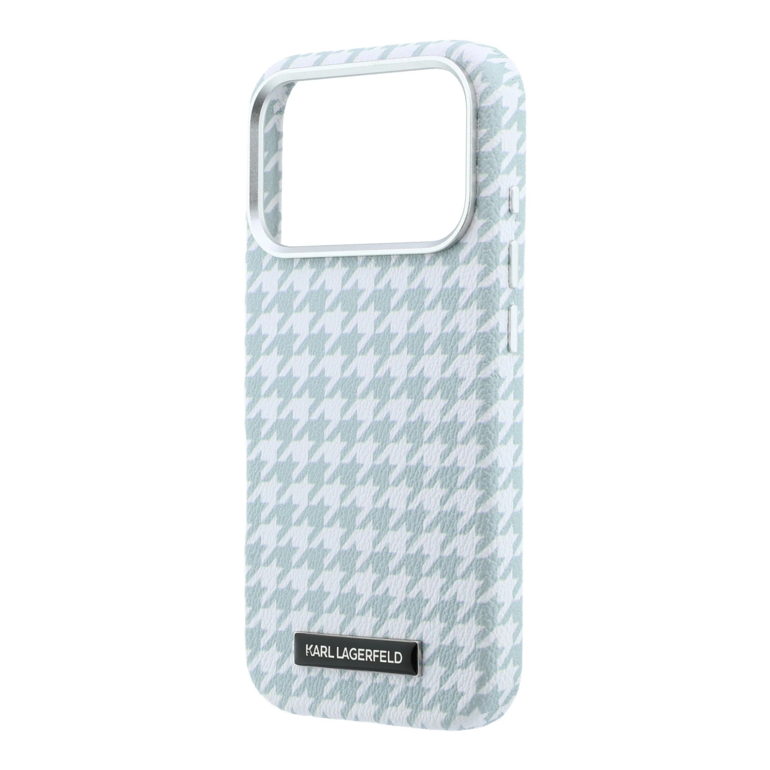 Karl Lagerfeld PU Houndstooth Resin Plate MagSafe Zadní Kryt pro iPhone 17 Pro Blue