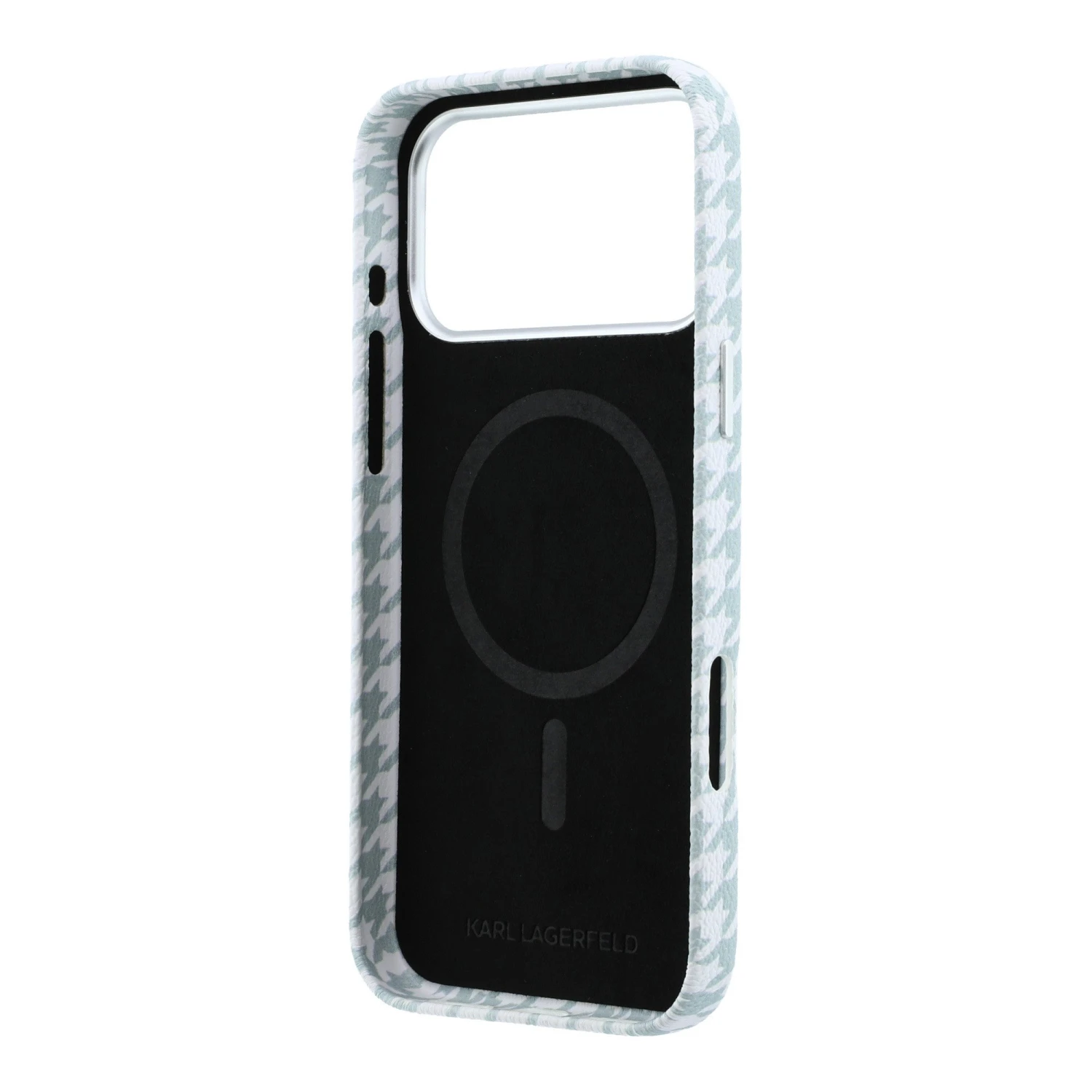 Karl Lagerfeld PU Houndstooth Resin Plate MagSafe Zadní Kryt pro iPhone 17 Pro Max Blue