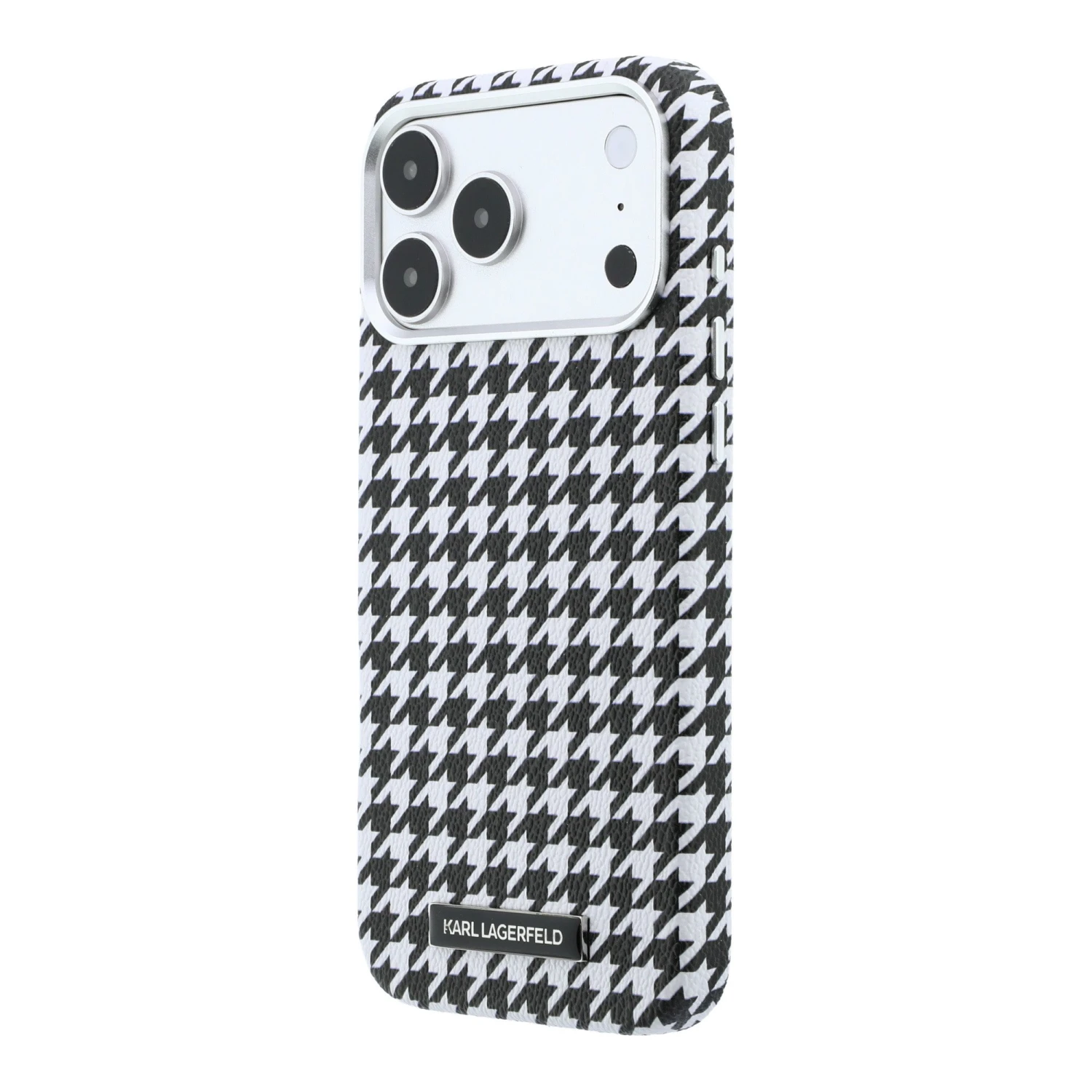 Karl Lagerfeld PU Houndstooth Resin Plate MagSafe Zadní Kryt pro iPhone 17 Pro Max Black