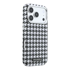 Karl Lagerfeld PU Houndstooth Resin Plate MagSafe Zadní Kryt pro iPhone 17 Pro Black
