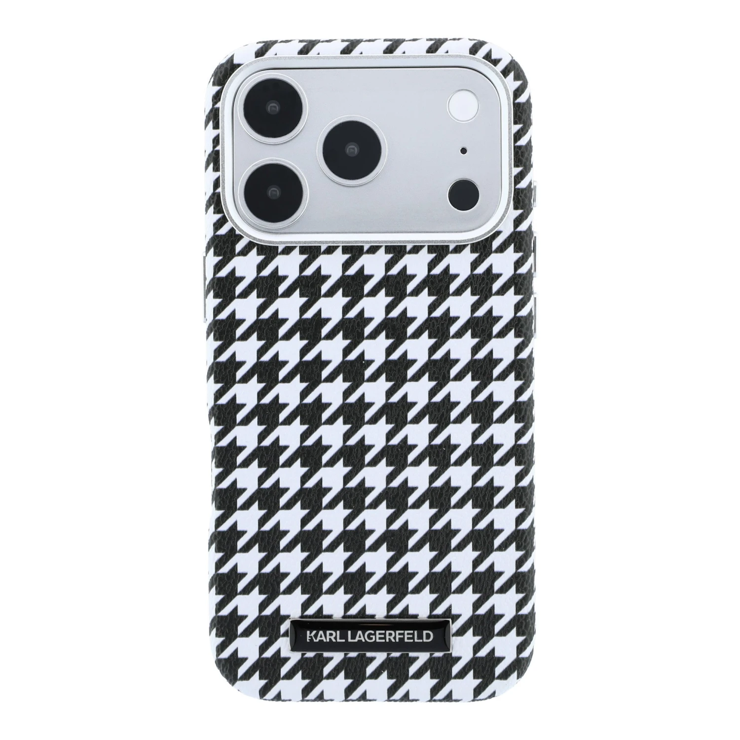 Karl Lagerfeld PU Houndstooth Resin Plate MagSafe Zadní Kryt pro iPhone 17 Pro Black