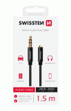 AUDIO KABEL SWISSTEN TEXTILE 3,5 mm JACK - 3,5 mm JACK, 1,5 M, ČERNÁ