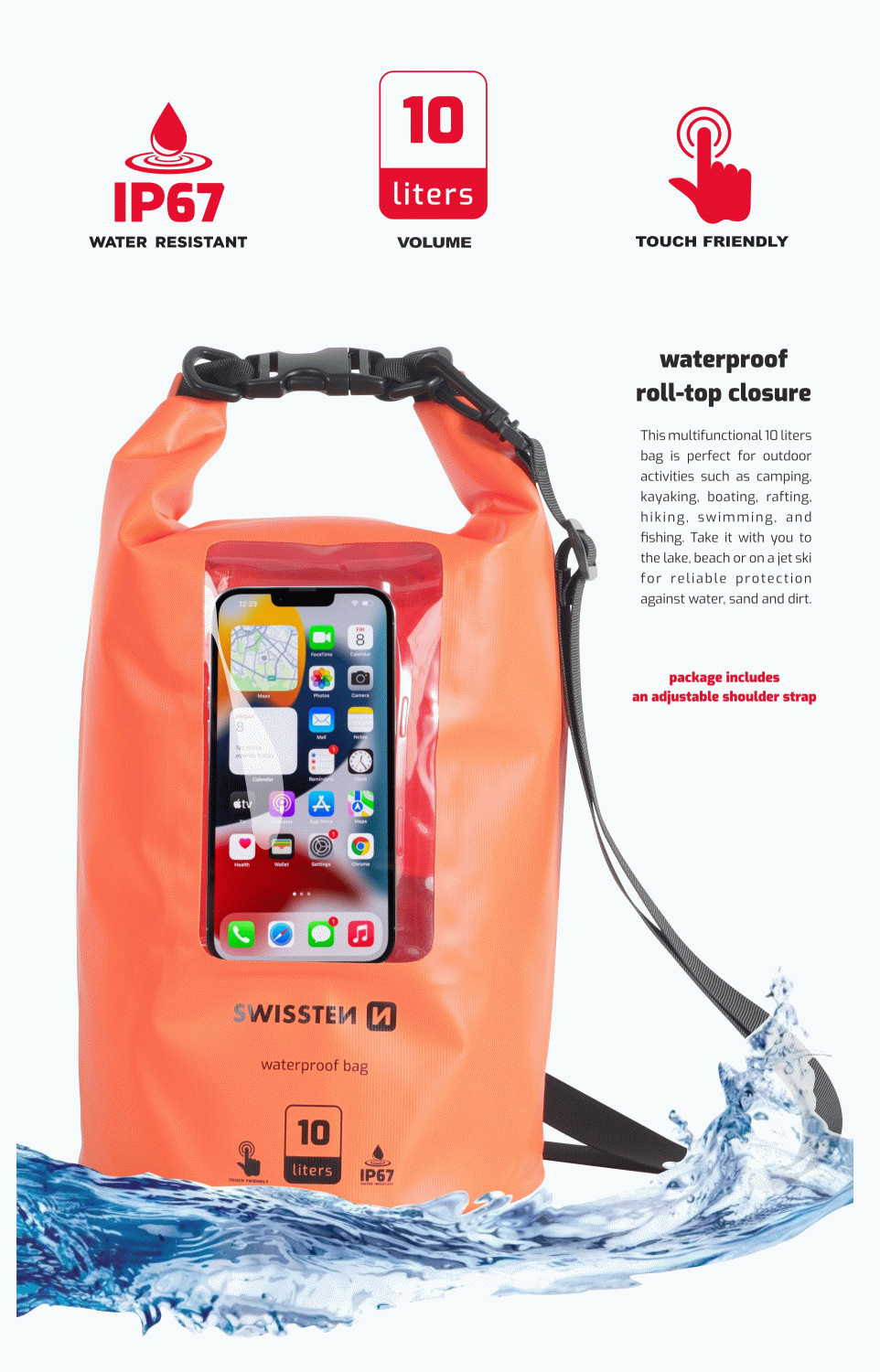 VODOTĚSNÉ POUZDRO SWISSTEN WATERPROOF, ORANŽOVÁ