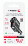 AUTOADAPTÉR SWISSTEN S VÝSTUPEM 1x CL, 1x UCB-C PD a 2x USB-A, 108W - 216W, ČERNÁ