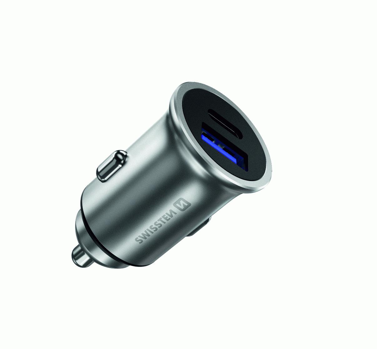 SWISSTEN CL ADAPTÉR POWER DELIVERY USB-C + QUICK CHARGE 3.0 36W METAL, STŘÍBRNÁ