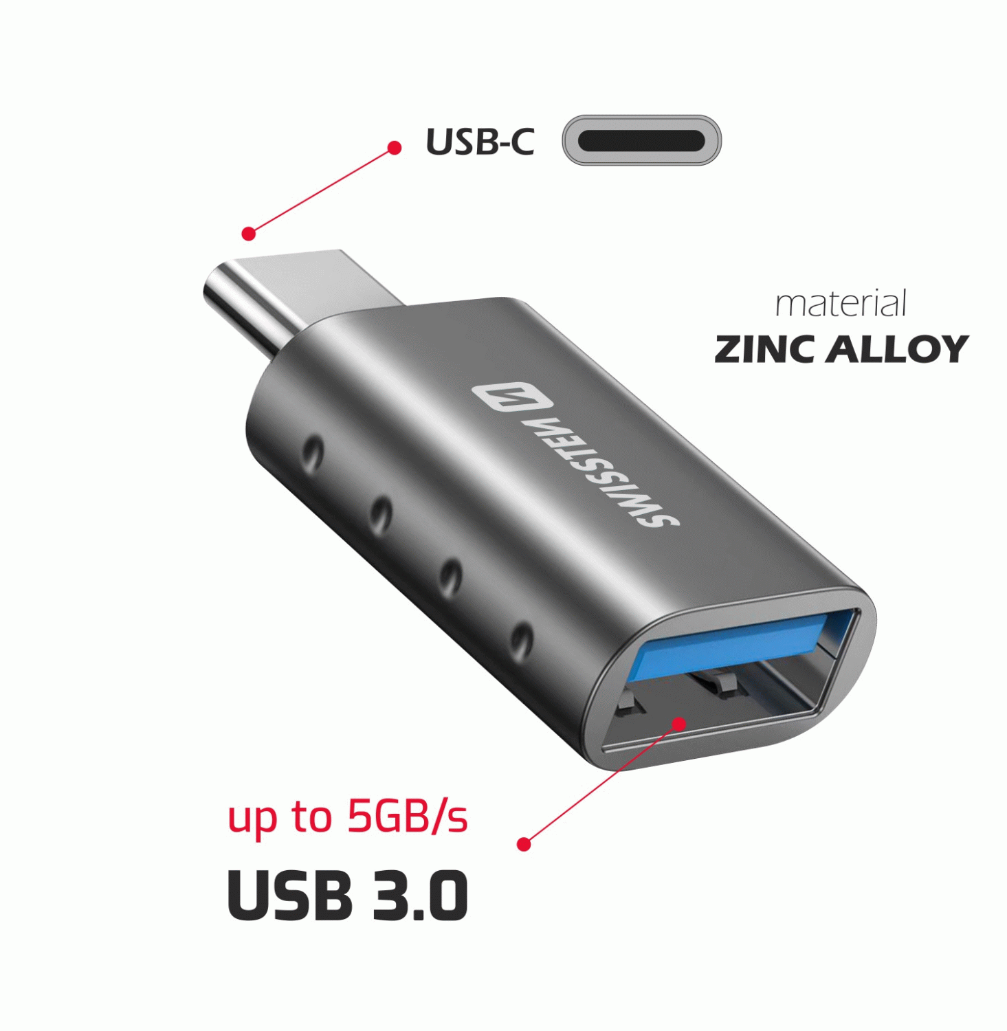 OTG ADAPTER SWISSTEN USB-C(M)/USB-A(F)