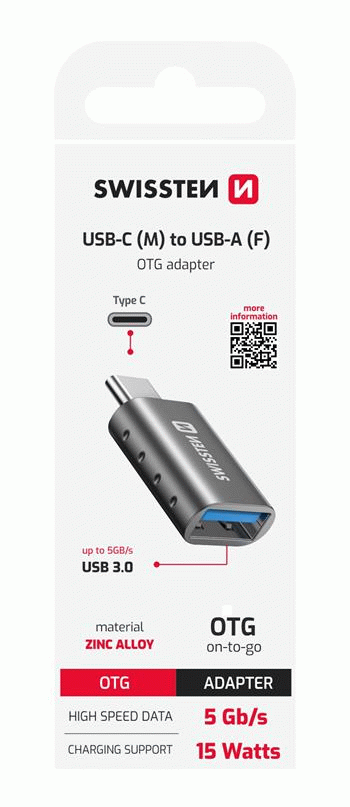 OTG ADAPTER SWISSTEN USB-C(M)/USB-A(F)