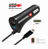 AUTONABÍJEČKA SWISSTEN CL USB-C A USB 2,4A POWER, ČERNÁ