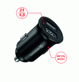 ADAPTÉR SWISSTEN CL 2x USB 4,8A METALM, ČERNÁ