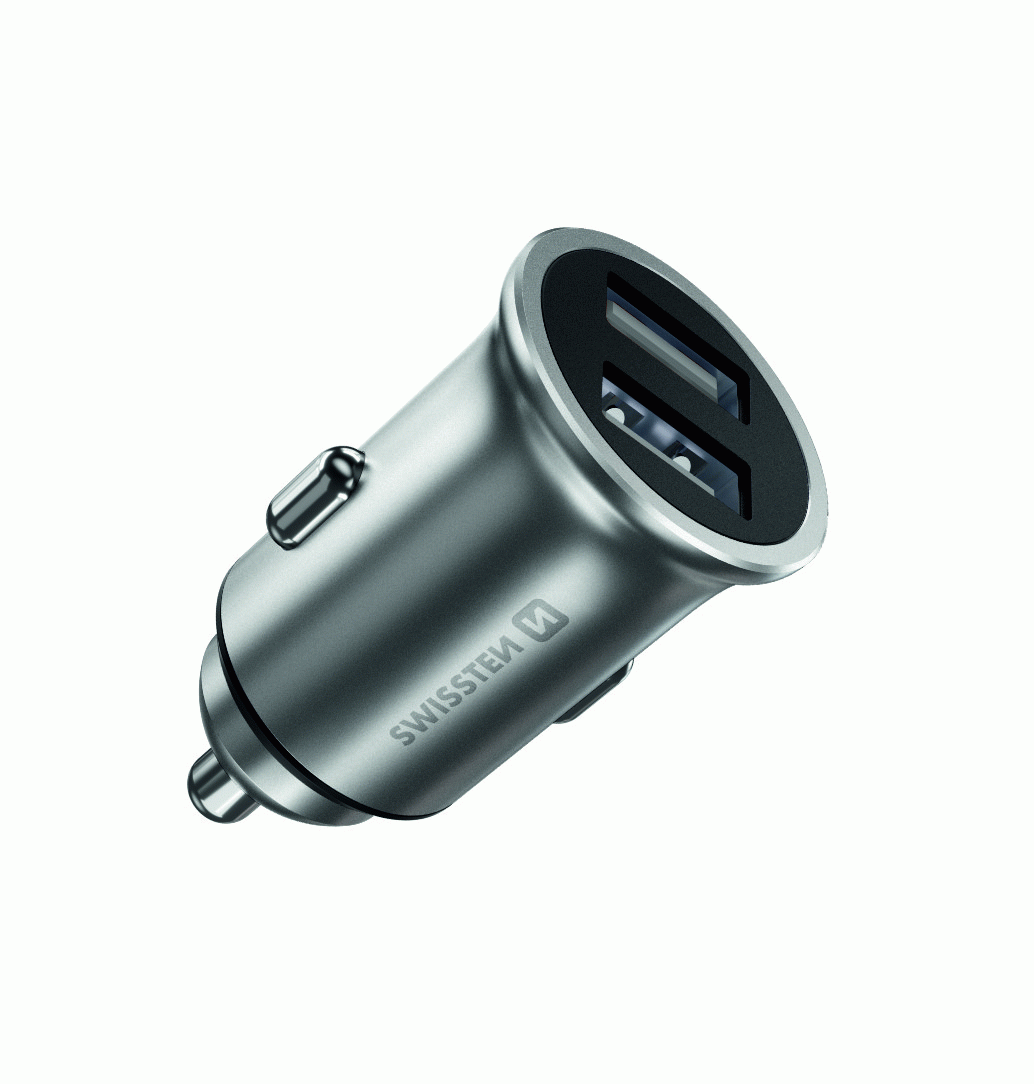ADAPTÉR SWISSTEN CL 2x USB 4,8A METAL SILVER