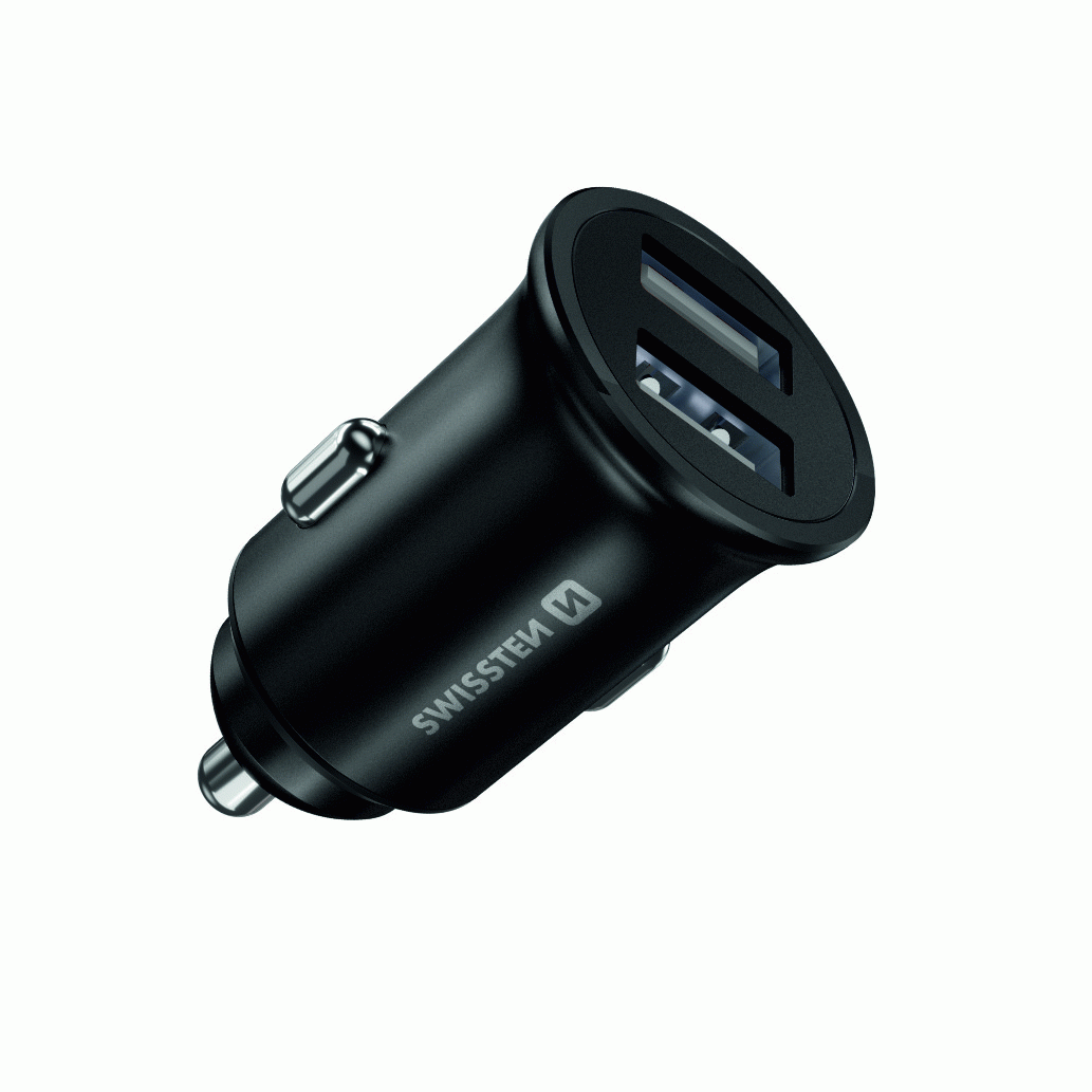 ADAPTÉR SWISSTEN 2x USB 4,8A METAL, ČERNÁ