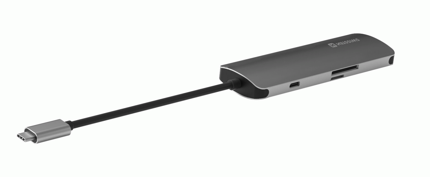 SWISSTEN USB-C HUB 6-IN-1 USB-C PD, 3X USB 3.0, SD, MICRO SD ALUMINIUM
