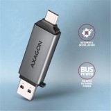 MINI čtečka karet AXAGON CRE-DAC, USB-C + USB-A, 5 Gbps - 2-slot & lun SD/microSD, podpora UHS-I