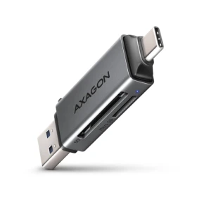MINI čtečka karet AXAGON CRE-DAC, USB-C + USB-A, 5 Gbps - 2-slot & lun SD/microSD, podpora UHS-I