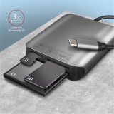 AXAGON CRE-S3C, USB-C 3.2 Gen 1 - SUPERSPEED čtečka karet 3-slot & lun SD/microSD/CF, podpora UHS-II