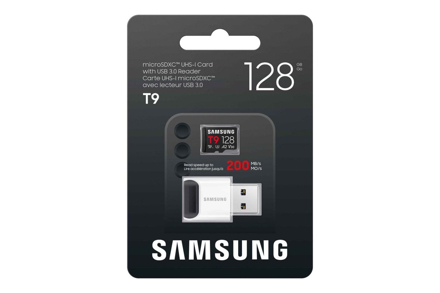 Paměťová karta Samsung T9/Micro SDXC/128GB/UHS-I U3 / Class 10/+ Adaptér/ Černá