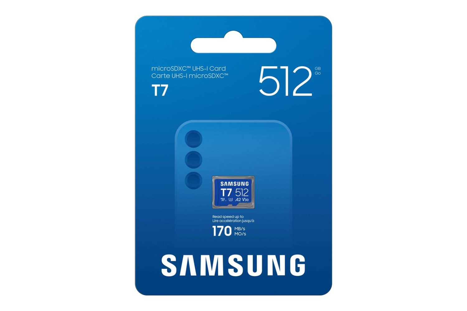 Paměťová karta Samsung T7/Micro SDXC/512GB/UHS-I U3 / Class 10, modrá