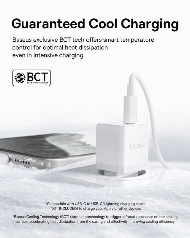 Nabíječka USB-C 20W + Datový Kabel USB-C/USB-C Baseus Palm Fast, 1m, bílá