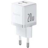 Nabíječka USB-A + USB-C Baseus Palm Fast 20W, bílá