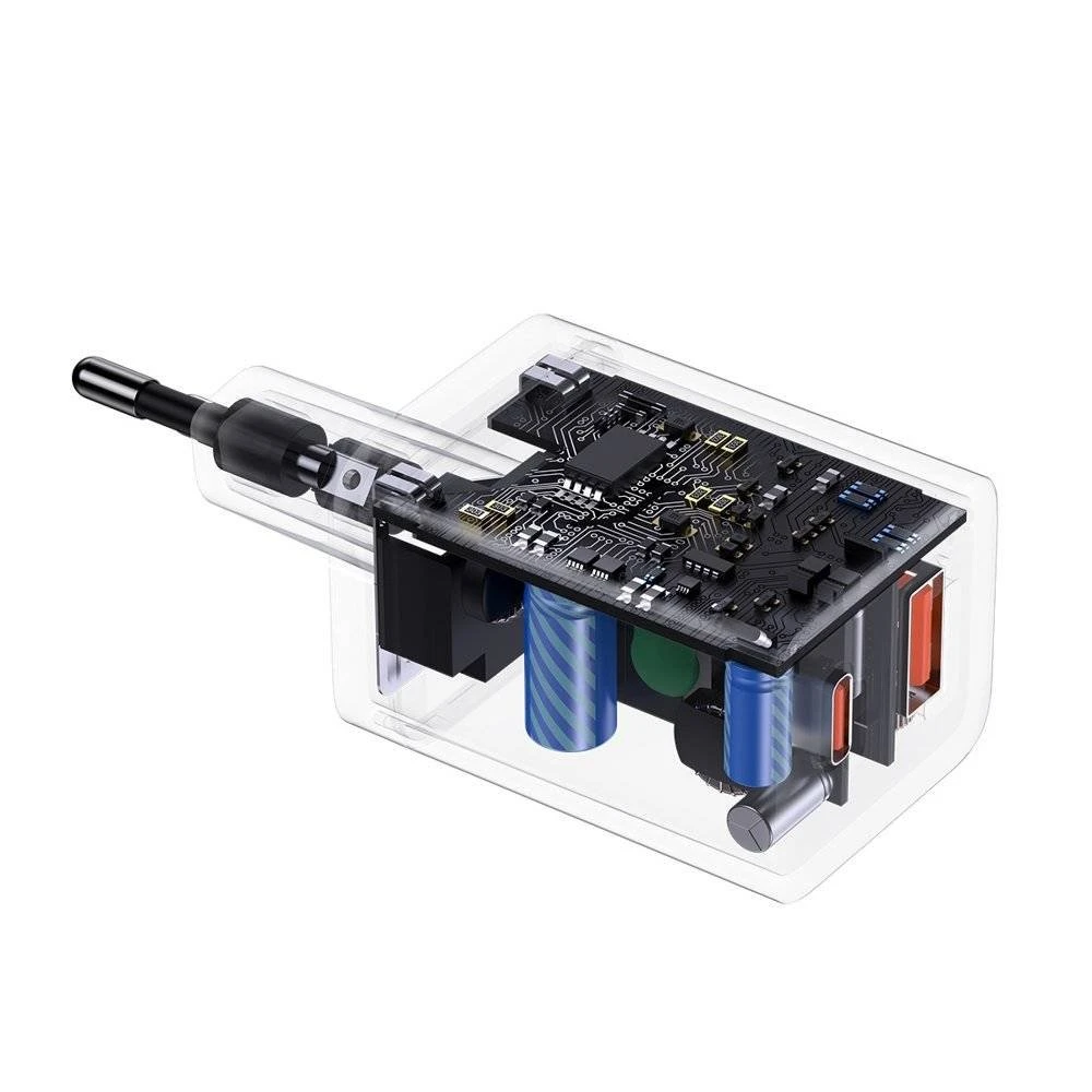 Nabíječka USB + USB-C Baseus CCSUPP-E02 Super Si Quick 30W, bílá