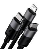 Datový kabel Baseus StarSpeed 3v1 Fast Charging USB-A - USB-C/Lightning/MicroUSB 20W 3.5A, 1.2m, černá