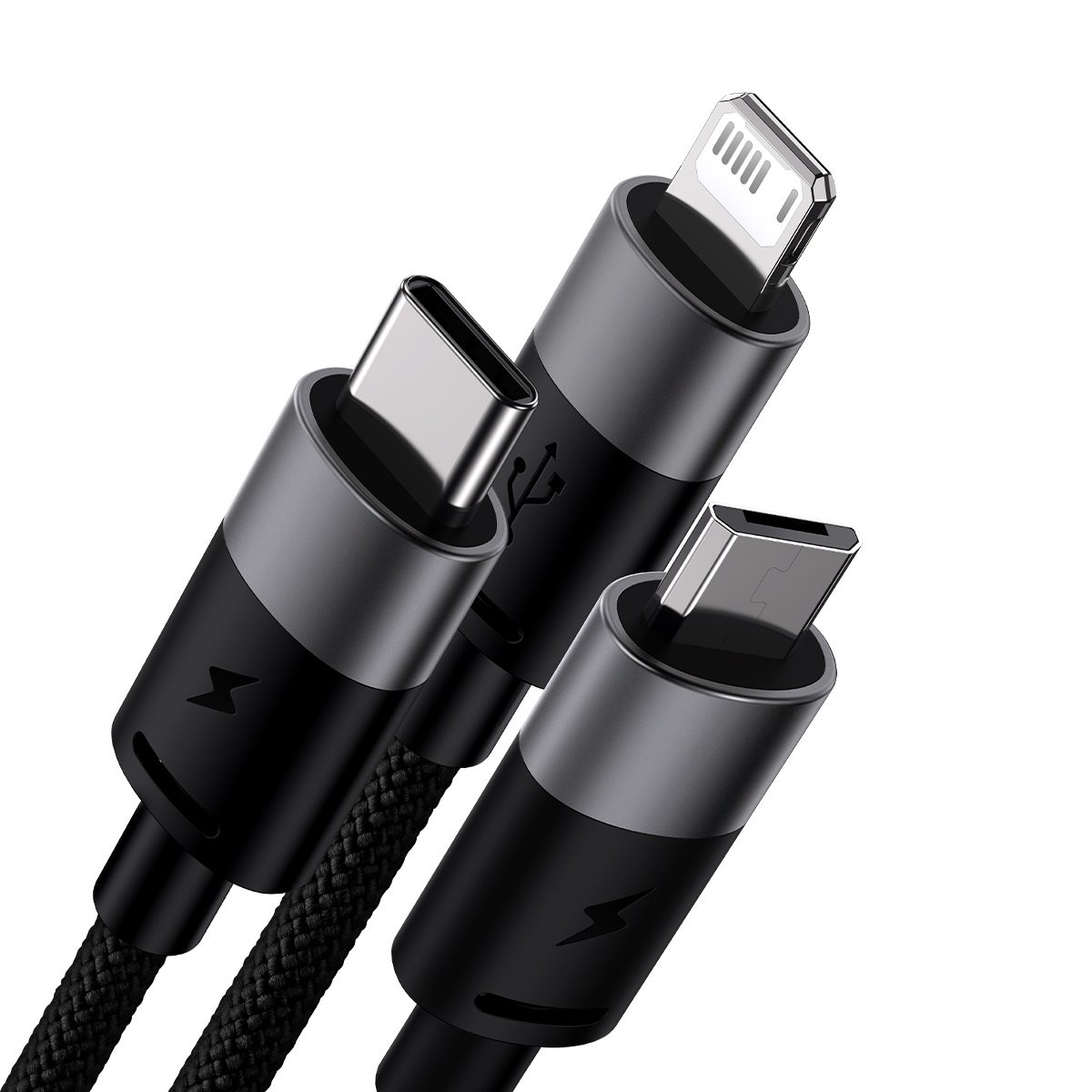 Datový kabel Baseus StarSpeed 3v1 Fast Charging USB-A - USB-C/Lightning/MicroUSB 20W 3.5A, 1.2m, černá