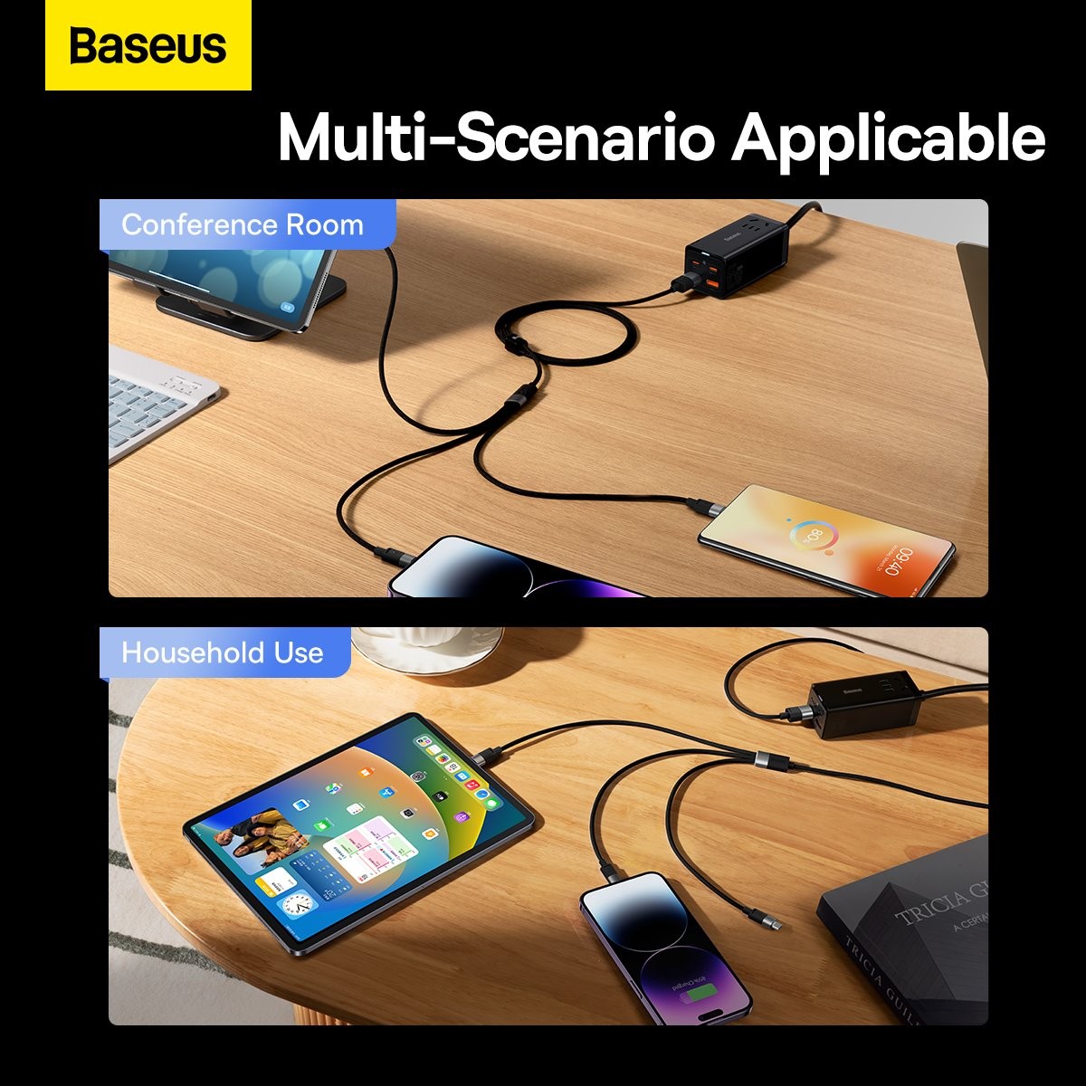 Datový kabel Baseus StarSpeed 3v1 Fast Charging USB-A - USB-C/Lightning/MicroUSB 20W 3.5A, 1.2m, černá