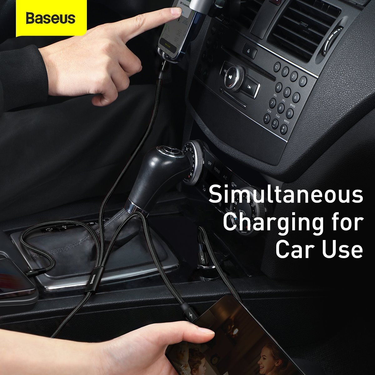 Datový kabel Baseus Rapid Series 3v1 Fast Charging USB-C - USB-C/Lightning/MicroUSB 20W 1.5m, černá