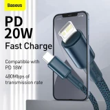 Datový kabel Baseus High Density Braided Series Fast Charging USB-C - Lightning 20W, 1m, modrá