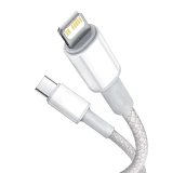 Datový kabel Baseus High Density Braided Series Fast Charging USB-C - Lightning 20W, 1m, bílá