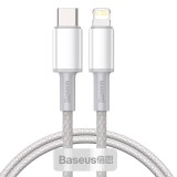 Datový kabel Baseus High Density Braided Series Fast Charging USB-C - Lightning 20W, 1m, bílá