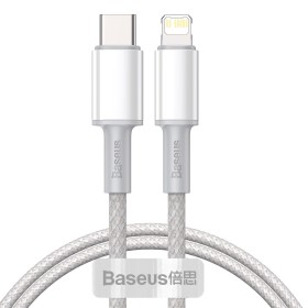 Datový kabel Baseus High Density Braided Series Fast Charging USB-C - Lightning 20W, 1m, bílá