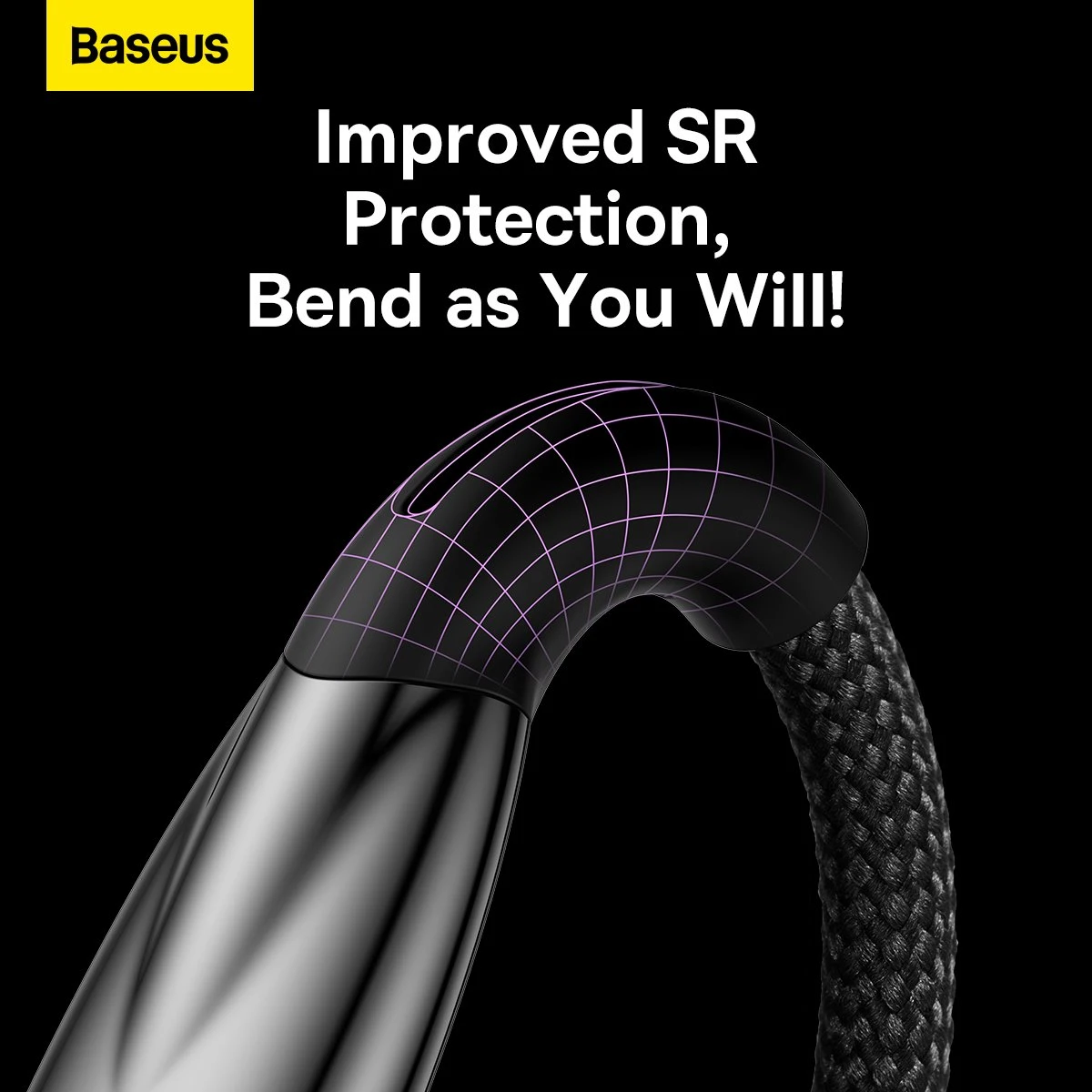 Datový kabel Baseus Glimmer Series Fast Charging USB-A - USB-C 100W, 1m, černá