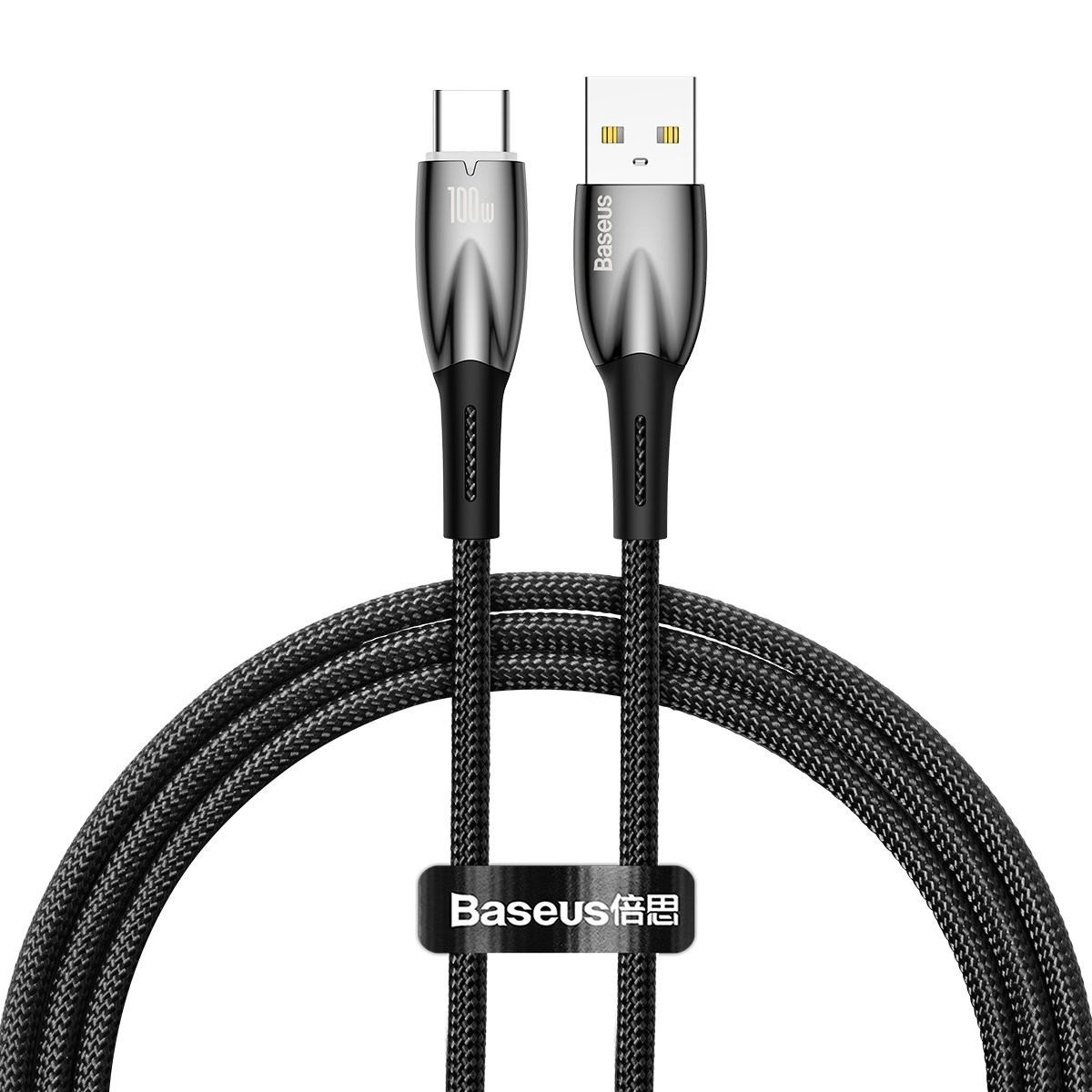 Datový kabel Baseus Glimmer Series Fast Charging USB-A - USB-C 100W, 1m, černá