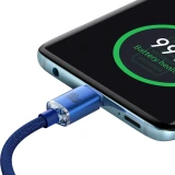 Datový kabel Baseus CAJY000703 Crystal Shine Series USB-C - USB-C 100W, 2m, modrá