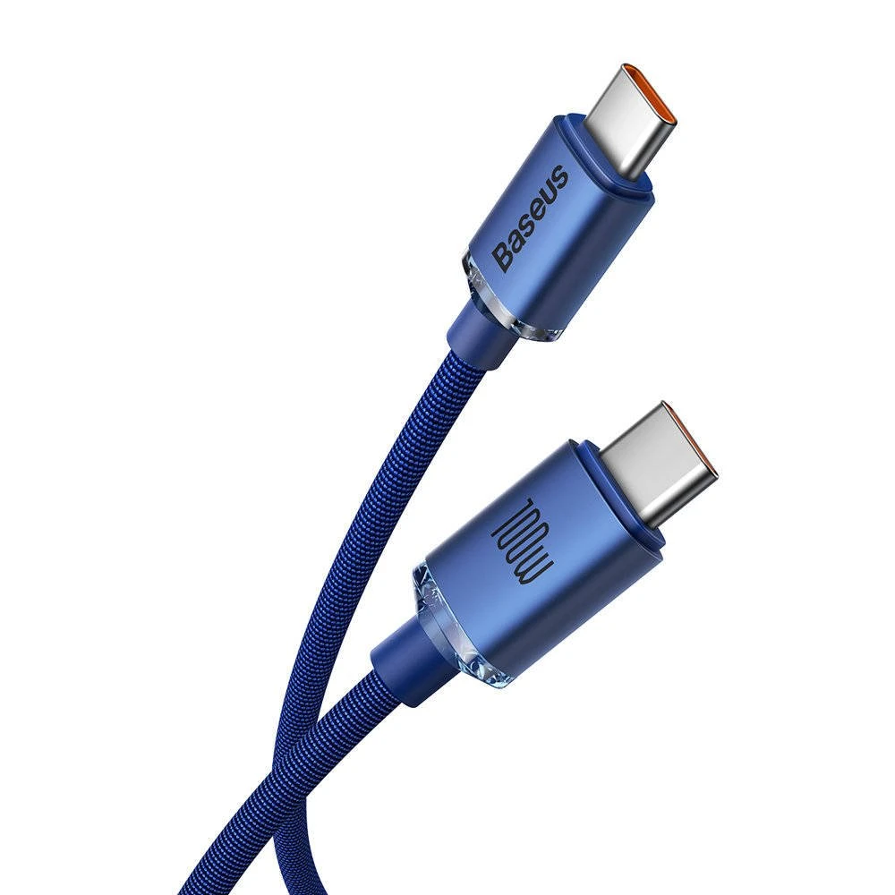 Datový kabel Baseus CAJY000703 Crystal Shine Series USB-C - USB-C 100W, 2m, modrá