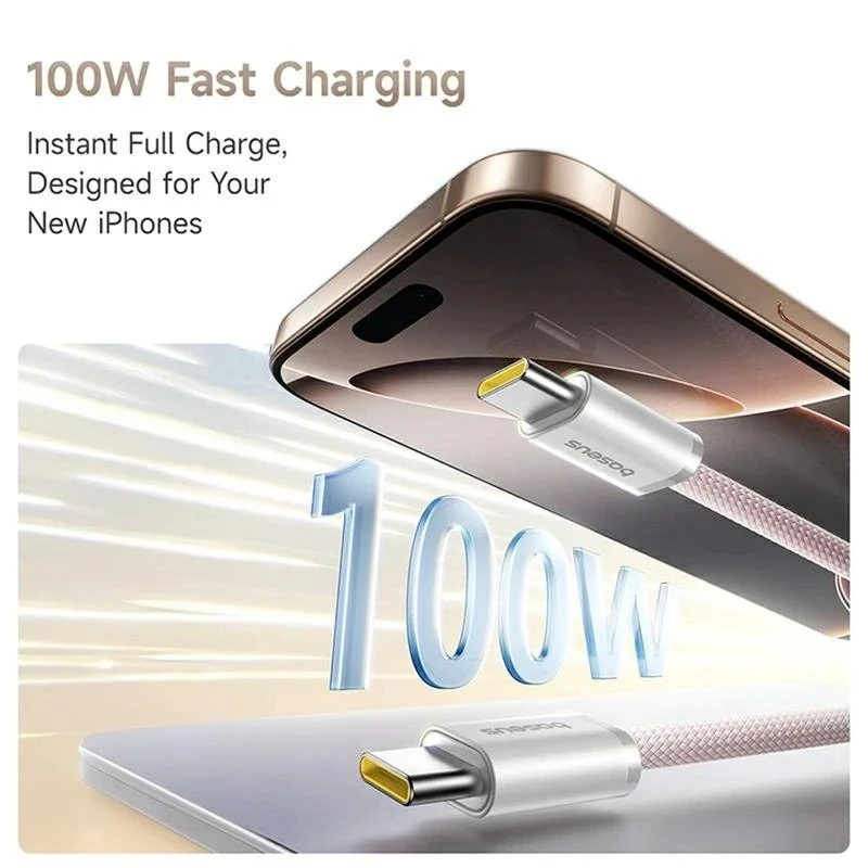 Datový kabel Baseus Dynamic 4 Pro Series USB-C - USB-C 100W 1m, růžová