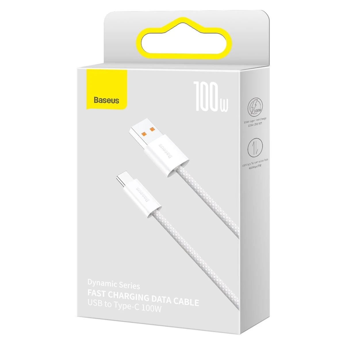 Datový kabel Baseus Dynamic Series Fast Charging USB-A - USB-C 100W 2m, bílá