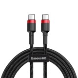 Datový kabel Baseus Cafule Flash Charging USB-C - USB-C 60W 2m, červená/černá