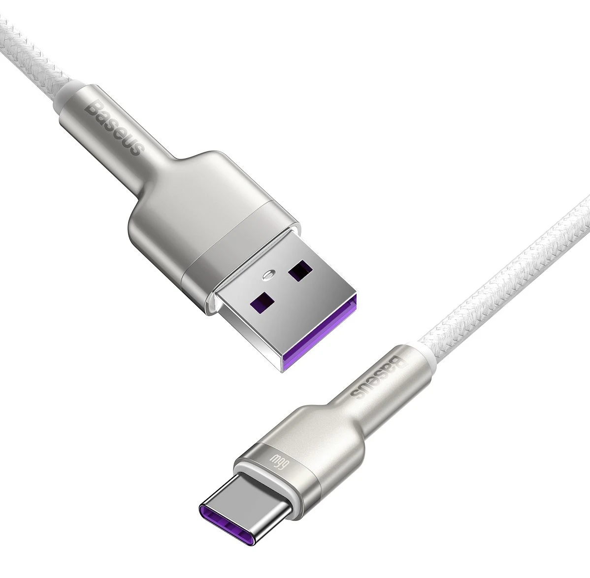 Datový kabel Baseus Cafule Metal Series USB-A - USB-C 66W 1m, bílá