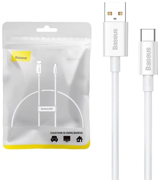 Datový kabel Baseus Superior Series Fast Charging USB - USB-C 100W 0.25m, bílá