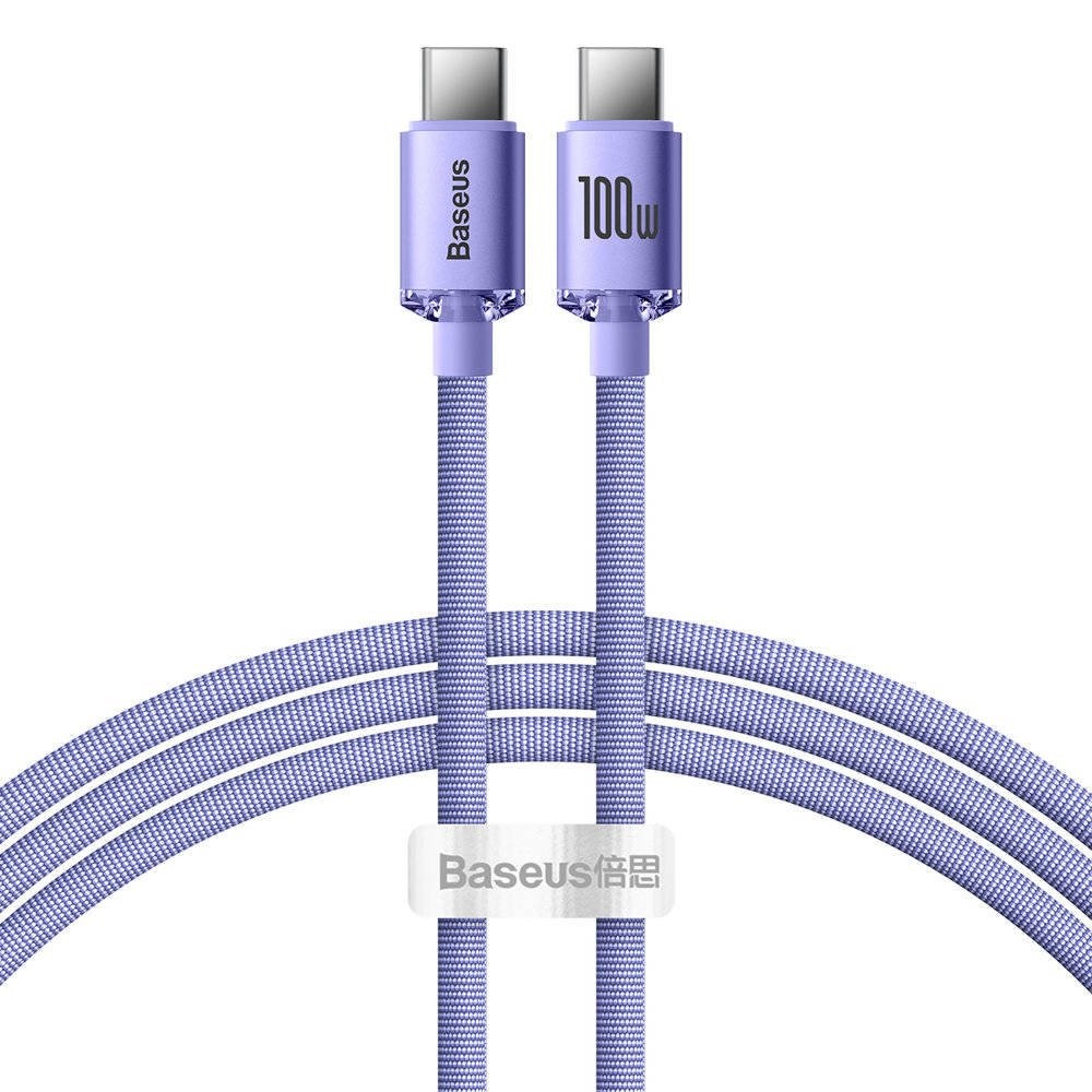Datový kabel Baseus CAJY000605 Crystal Shine Series USB-C - USB-C 100W 1,2m, fialová