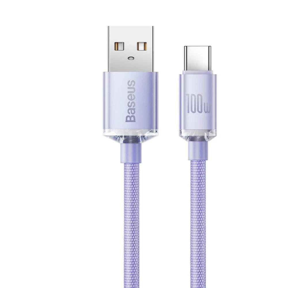 Datový kabel Baseus CAJY000505 Crystal Shine Series USB - USB-C 100W 2m, fialová