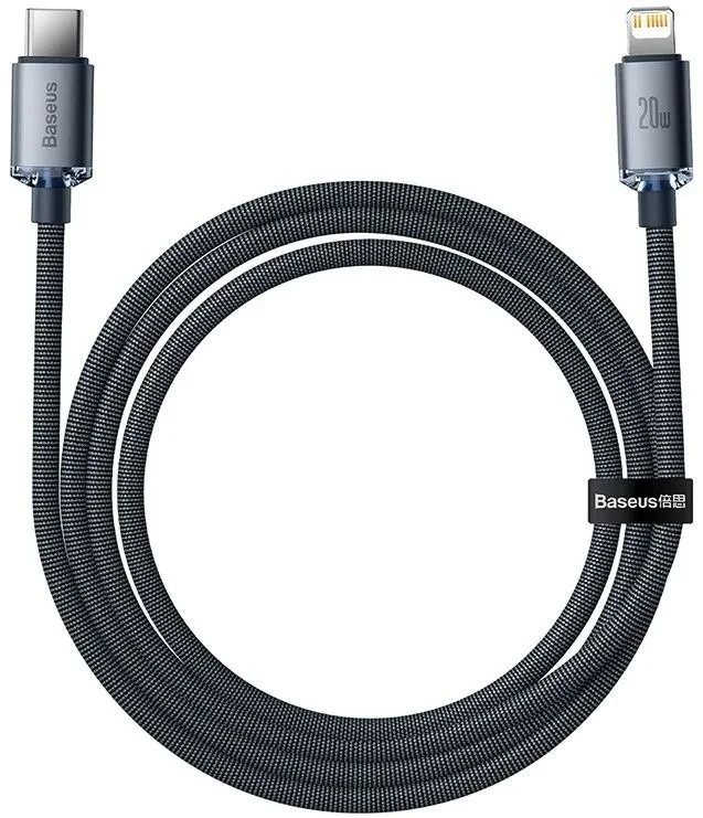 Datový kabel Baseus CAJY000201 Crystal Shine Series USB-C - Lightning 20W 1,2m, černá