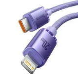 Datový kabel Baseus CAJY000205 Crystal Shine Series USB-C - Lightning 20W 1,2m, fialová